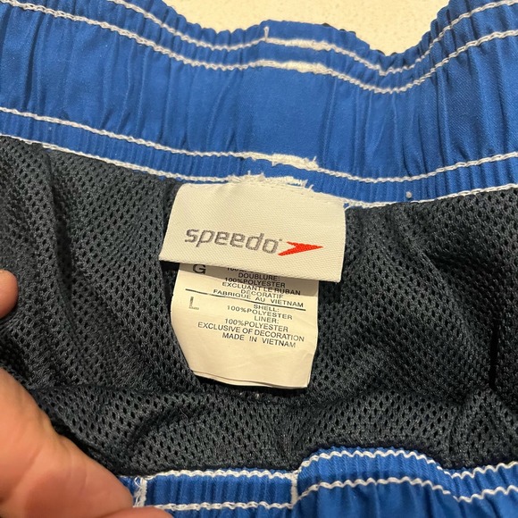 Speedo Mens Size Large Blue, Red, Netted Swimming Trunks Shorts - Picture 6 of 11
